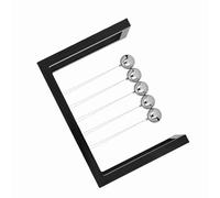 Ausla Physics Pendulum Ball, Plastic Frame Newton Ball Desk Toy with Metal Balls and Nylon String, 16 X 11.6 X 8.7 Cm, Momentum Conservation Science Decor for Home Office Kids Adults (Black)