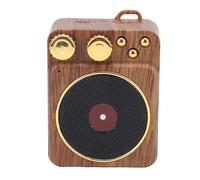 Ausla Portable Speaker Magnetic Back Wooden Grain | Plastic Shell With Tactile Knobs, 5W Full Range Audio, Hands Free Playback Desk Office Use