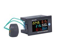 Ausla Power Monitor, ABS Digital Power Monitor Single Phase AC 200 to 450V, LCD Display 6 in 1 Voltage Current Factor Energy Meter for Home Electricians Panel Use