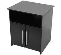 Ausla Printer Stand Cabinet Black E1 Particle Board Office Cabinet 23.6 X 18.9 X 27.2in with Adjustable Shelf Double Doors and Open Storage for Home Office Kitchen