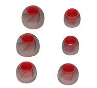 Ausla Replacement Earphone Eartips, 3 Size Silicone Pairs (Gray Red) | Noise Isolating Earbud Covers, 4.5-6.5mm Sound Hole Fit, Soft Ergonomic Design, Replacement, Spiral Pattern