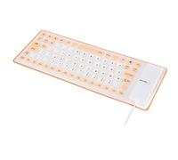 Ausla Rollable Silicone Keyboard, USB Wired Foldable Keyboard 85 Keys, Silent Soft Touch Portable Design with Finger Protection, for PC Office Travel and Shared Spaces (Orange)