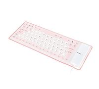 Ausla Rollable Silicone Keyboard, USB Wired Foldable Keyboard 85 Keys, Silent Soft Touch Portable Design with Finger Protection, for PC Office Travel and Shared Spaces (Pink)