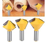Ausla Router Bit Set Carbide Multi Sided Glue Joint Bits 3 Piece 1 2 Inch Shank 6 8 12 Sided Angle Cutting for Woodworking Projects Cabinet Makers and Woodworkers