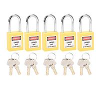 Ausla Safety Lockout Padlock, 5 Set 38mm Nylon Steel Lock Out Tag Out Padlocks Set Insulation Engineering Loto Padlock with 10 Keys for Chemical Power (Yellow)