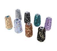 Ausla Sequin Cotton Yarn, 8 Pieces, 50m/55yd Length, 6mm/0.24in and 3mm/0.12in Sparkling Thread for Crochet, Knitting, Crafts