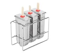 Ausla Stainless Steel Popsicle Mold Set, 304 Grade Ice Cream Maker with 50 Wooden Sticks, 3-Piece Reusable Mini Cake Lolly Moulds for Yogurt, Milk, Jelly