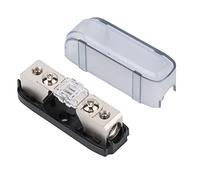 Ausla Stereo Audio Fuse Holder, Plastic Zinc Alloy Plated AGU Fuse Box for 8GA 10GA Wire, Transparent Cover, Single Way Power Distribution for Car Boat RV (White 80A)