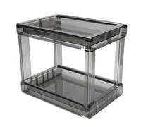 Ausla Tea Bag Organizer PET Desk Organizer 30 X 35.5 X 27 Cm Large Capacity Desktop Storage Rack with Open Access Tiered Shelves for Home Office Coffee Bar Makeup Storage (Transparent Black)