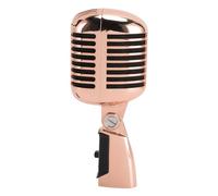 Ausla Vintage Dynamic Microphone, Retro Zinc Alloy Cardioid Mic with Self Tensioning Rack, for Stage Performances Recording Studios (Pink Gold)