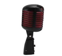 Ausla Vintage Dynamic Microphone, Retro Zinc Alloy Cardioid Mic with Self Tensioning Rack, for Stage Performances Recording Studios (Black)
