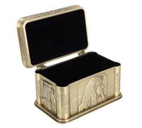 Ausla Vintage Metal Jewelry Box, Egyptian Theme Rectangular Small Trinket Box with Velvet Lining for Necklace, Ring, and Earrings