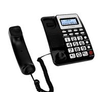 Ausla Wired Telephone, ABS Material, Dual Interface Design, Caller ID, Speaker for Home and Office Use (Black)