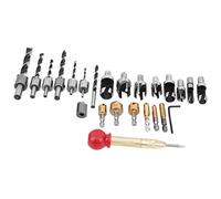 Ausla Woodworking Drilling Bit, 8pcs Wood Plug Cutter Drill Bit Set, Complete Chamfer Tools, High-Speed Steel with 3-Point Countersunk, for Woodworking