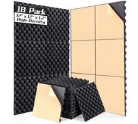 AUSLET 18 Pack Egg-Crate Acoustic Foam High Density Soundproof Panels 12x12x1.2 Inches Sound Proofing Panels Acoustic Foam Wall Panels for Studio, Home, Office & Gaming Room Black