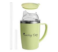 AuSletie Adult Sippy Cup, 350ml 3-in-1 Non Spill Cups for Elderly with Lid 30cm Straw, Leak Proof Beakers for Elderly Drinking Assistance