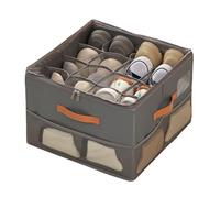 AuSletie Shoe Organiser Box,16 Pairs Foldable Shoe Storage Organiser set with Zipable Clear Cover Space Saver Shoe Box with Lid for Boots Heels Sneakers