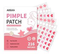 AUSLKA Star-Heart Pimple Patches, 216 Pcs Cute Zit Patches for Face, Spot Stickers Hydrocolloid Pimple Patches Absorb Fluid, Star Zit Dots Patches with Salicylic Acid Vegan, Cruelty-Free