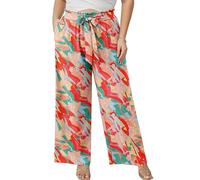 AusLook Women's Plus Size Wide Leg Pants with Pockets Lifeful Color Block 1X Lightweight High Waisted Tie Knot Paperbag Dressy Palazzo Loose Paper Bag Comfy Business Casual Work Flowy Dress Trousers