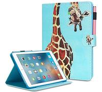 AUSMIX for iPad 9.7 inch 2018/2017 Folio Case, iPad Air/Air 2 Case, Cute Pattern PU Leather Slim shell Kickstand Smart Wallet Protective Cover for iPad 9.7'' 6th/5th Gen with Auto Sleep/Wake,Giraffe