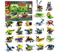 Auspcers Christmas countdown calendar insect toy, Advent Calendar 2023 with 24 Pack Animal Building Blocks Toys Gift Box