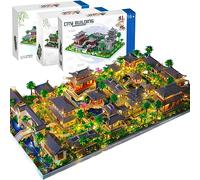 Auspcers Garden Chinese Style Architecture Nano Mini Building Model, Micro Block Toy High Challenge Chinese Style Suzhou Garden Model, Mini Nano Bricks Modular Construction(Mit Lichtern)
