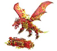 Auspcers Mechanical Dragon Building Blocks Set, 1414PCS Magic Beastly Model Toys, 2 in 1 Transforming Flame Dragon Building Kit, Transforming Mech Robot Bricks Model