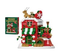 Auspcers Santa Claus Design Building Blocks Set with Lights, Christmas Building Blocks Theme Decor, DIY Stocking Stuffers Christmas Tree, Xmas Birthday Gifts (Christmas Train Hut)(811PCS)