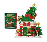 Auspcers Santa Claus Design Building Blocks Set with Lights, Christmas Building Blocks Theme Decor, DIY Stocking Stuffers Christmas Tree, Xmas Birthday Gifts (Christmas Tree Hut)(909PCS)
