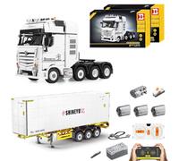 Auspcers Technic Truck with Trailer, 2.4G RC Heavy Truck Construction Set Technic Building Set with Motors, 4466 Pieces Construction Toy Compatible with major brands