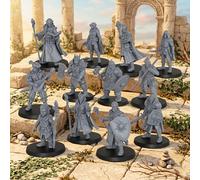AUSPDICE 25mm DND Minis Figurine for Dungeon Masters & RPG Gift AS990 | Unpainted Ultimate 12 Pcs Heroic Adventurer Party -1:64 Scale Multi-Class TTRPG Human Miniatures Tabletop Gaming Miniatures