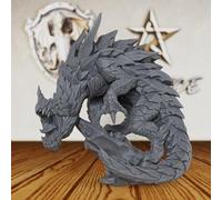 AUSPDICE 28mm DND Miniatures, Spiked Depths Dragon RPG Figure- AS42 | Unpainted Delani the Depths Dragon with Layered Scales and Spikes for Dungeon Masters, Tabletop RPGs and Miniature Games