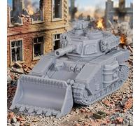 AUSPDICE 28mm Sci-Fi Battle Tank Miniature for Grimdark Wargaming | Unpainted 1:56 Heavy Armored Vehicle with Turret Cannon and Dozer Blade for Grimdark Wargaming and Sci-Fi RPGs, UK AF1164