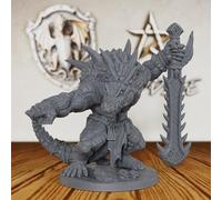 AUSPDICE 32mm Lizardman Warrior Unpainted DND Miniature Fantasy Figure AS44 | Zantaroth Lizard Champion Resin RPG Accessory with Serrated Sword for Dungeons and Dragons, TTRPG and Dungeon Masters