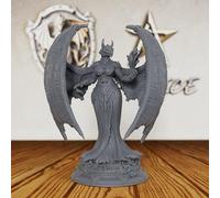 AUSPDICE Dungeons and Dragons Dragon Warlock Miniature 32mm DND Minis-AS468 | Unpainted Winged Fantasy Figure with Magic Staff for Tabletop RPG Games, TTRPG Role Playing, Dungeon Masters and RPG Gifts