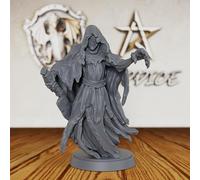 AUSPDICE Ghost Knight 28mm Unpainted DND Miniature Spectral Wraith AS446 | Hooded Undead Fantasy Figure with Tattered Robes and Clawed Hand for Dungeons and Dragons, TTRPG Games and Dungeon Masters