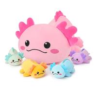 Auspicious beginning Axolotl Toy Plush Mommy with 4 Baby Stuffed Axolotl Plush Stuffed Animals Simulation Animal Large Mommy Plushies Cuddly Toy Hugging Pillow Soft Plushie Gift