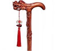 Auspicious Cloud + Dragon Pattern Trekking Stick, Safety Non-slip Crutch With Wrist Strap, Hand-carved Solid Wood Walking Cane, Load-bearing 90kg/198lbs