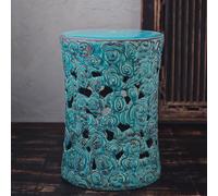 Auspicious Cloud Glazed Ceramic Garden Stool - Chinese-Style Decorative Porcelain Drum Round End Table Perfect for Living Room & Bedroom Nightstand.