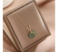 Auspicious Clouds Peace Hetian Jade Ruyi Lock Hetian Jade Necklace Ancient Chinese Style Necklace Collarbone Chain Natural Hetian Jade Necklaces for Women, Dainty Choker Charm Jade Pendant for Women