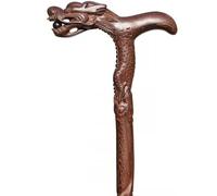 Auspicious Dragon/Phoenix Carved Walking Cane, Natural Wenge Mobility Cane with Wristband, Hand-Carved, Load Bea90Kg/198.4Lbs/a/80Cm(Use Height 150-155Cm)
