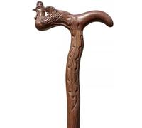 Auspicious Dragon/Phoenix Carved Walking Cane, Natural Wenge Mobility with Wristband, Hand-Carved(B,82Cm(Use Height 156 160Cm))