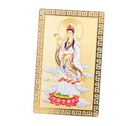 Auspicious Gold Kwan Yin Feng Shui Amulet Card for Luck and Protection Small Delicate Blessing Ornament for Home Office Car Enhancing Health Wealth and Peace