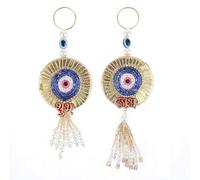Auspicious Shubh Labh Hangings Evil Eye Bandanwar Door Wall Hanging Indian Traditional decor decoration Navratri Festival Handcrafted Valance Religious Showpiece for Home Temple (Size:- 5"X2")(Blue)