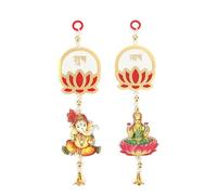 Auspicious Shubh Labh Lotus Laxmi Ganesh Door Wall Hanging Wall Toran for Indian Traditional New year Handcrafted Toran Religious Showpiece Home Temple Décor(Size:-10"X3")(White and Red)