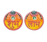 Auspicious Wooden MDF Shubh Labh Wall Hanging Bandanwar Door Wall Hanging for decor Decorations Handmade Indian Traditional Religious Showpiece for Home Temple Decor (Size :-6'' Inch)