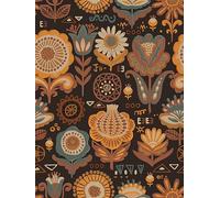 Auspicium Boho Peel and Stick Wallpaper Self Adhesive Removable Vintage Colourful Floral Wallpaper Vinyl Flower Contact Paper for Decorative Bedroom Bathroom Home Wall (17.3"x236") Brown
