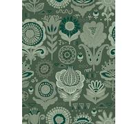 Auspicium Boho Peel and Stick Wallpaper Self Adhesive Removable Vintage Colourful Floral Wallpaper Vinyl Flower Contact Paper for Decorative Bedroom Bathroom Home Wall (17.3"x118") Green