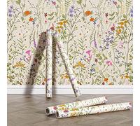 Auspicium Floral Peel and Stick Wallpaper Blooming Flowers Self Adhesive Removable Wallpaper Wall Stickers for Home Bedroom Cabinets Thicken 17.3" x 236"