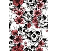 Auspicium Sugar Skull Floral Peel and Stick Wallpaper Red/Black/White Vinyl Self-Adhesive Wallpaper for Bedroom Furniture Paper Removable Wall Decorations 17.3 x 118 inches, 14.2 Square Feet/Roll